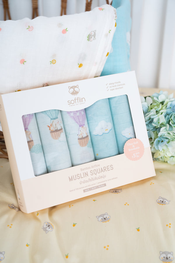 Sofflin ผ้าอ้อมมัสลินใยไผ่ 30 นิ้ว (แพ็ค 5ชิ้น) - Bebeshop